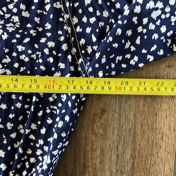 Free People Navy Printed Button Down Crop Top Blue White Size XS - Picture 7 of 13